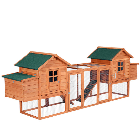 123" Extra Large Chicken Coop Wooden Poultry House Rabbit Hutch Hen Backyard with Outdoor Run Ramps and Nesting Boxes