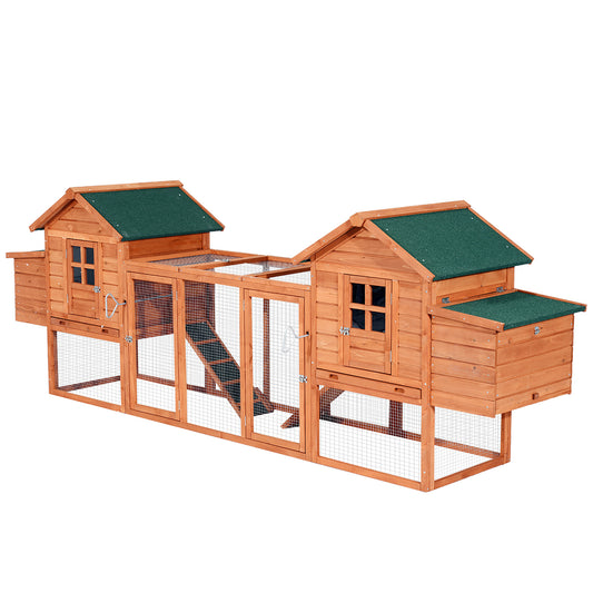 123" Extra Large Chicken Coop Wooden Poultry House Rabbit Hutch Hen Backyard with Outdoor Run Ramps and Nesting Boxes