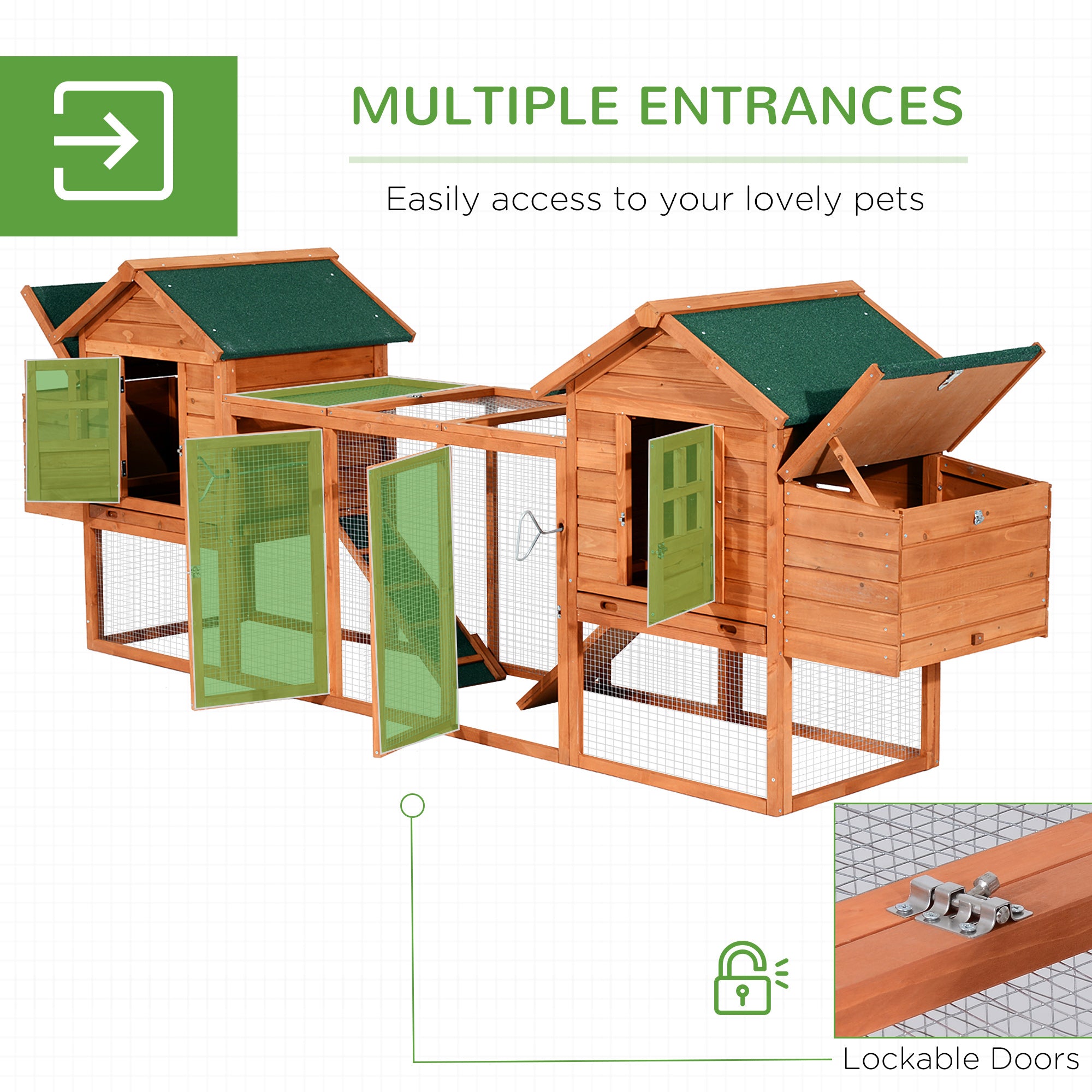 123" Extra Large Chicken Coop Wooden Poultry House Rabbit Hutch Hen Backyard with Outdoor Run Ramps and Nesting Boxes
