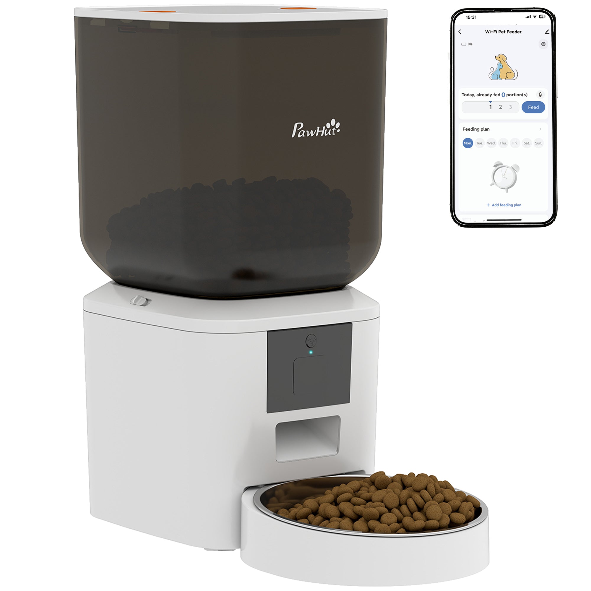 Automatic Cat Feeder, 2.4G WiFi, Smart APP Control 8L Extra Large Pet Feeder Dispenser 1-10 Meals with 10s Meal Call Back, Anti-Clogging, Dual Power Supply, Detachable Clean