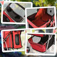 Load image into Gallery viewer, Pet Stroller for Small Miniature Dogs Cats Foldable Travel Carriage with Wheels Zipper Entry Cup Holder Storage Basket Red
