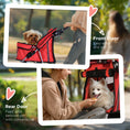 Load image into Gallery viewer, Pet Stroller for Small Miniature Dogs Cats Foldable Travel Carriage with Wheels Zipper Entry Cup Holder Storage Basket Red
