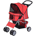 Load image into Gallery viewer, Pet Stroller for Small Miniature Dogs Cats Foldable Travel Carriage with Wheels Zipper Entry Cup Holder Storage Basket Red
