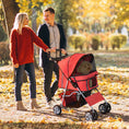 Load image into Gallery viewer, Pet Stroller for Small Miniature Dogs Cats Foldable Travel Carriage with Wheels Zipper Entry Cup Holder Storage Basket Red
