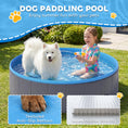 Load image into Gallery viewer, Foldable Dog Pool for Puppies and Ducks, Thickened PVC Dog Paddling Pool Bath Tub Hard Board, Anti-Slip Bottom and Hose Adapter for Easy Drainage, 120 x 30cm, Dark Grey and Blue
