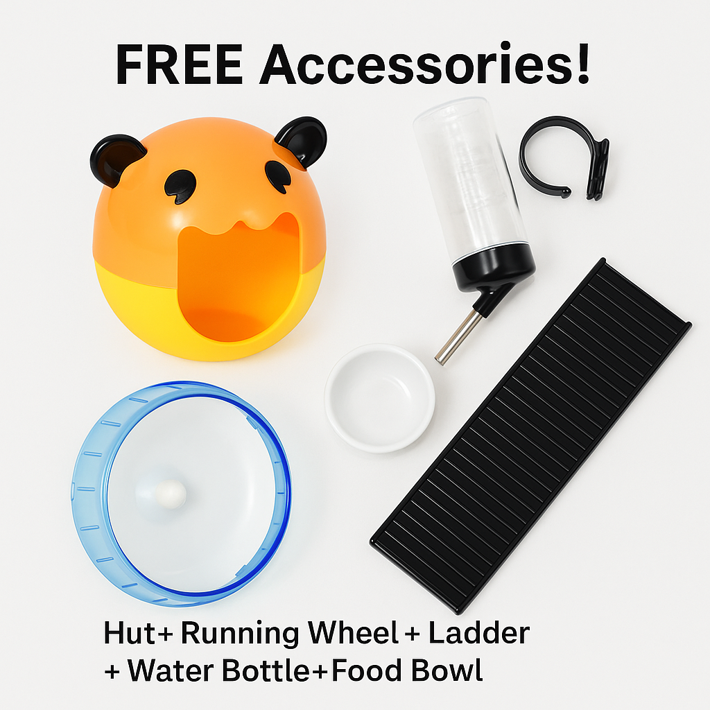 31" Extra Large Hamster Cage with Tube Tunnel, Deep Glass Base, Wheel, Water Bottle