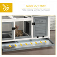 Load image into Gallery viewer, PawHut Indoor Outdoor Wooden Rabbit Hutch with Wheels, Large Bunny Hutch with Run & Slide-Out Tray for Small Animals, Guinea Pig, Gray
