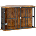 Load image into Gallery viewer, Corner Dog Crate Furniture, Dog Kennel Side End Table TV Stand with Two Bowls, Feeding Door, for Small, Medium Breeds, Rustic Brown
