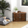 Load image into Gallery viewer, Corner Dog Crate Furniture, Dog Kennel Side End Table TV Stand with Two Bowls, Feeding Door, for Small, Medium Breeds, Rustic Brown
