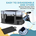 Load image into Gallery viewer, Dog Pen, Pet Playpen, Portable Foldable Dog Cat Playpen Soft Pet Cage with Storage Bag for Puppies, Rabbits, Kittens, Guinea Pigs, 114 x 89 x 59cm - Grey
