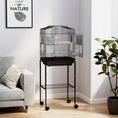 Load image into Gallery viewer, Bird Cage Budgie Cages for Finch Canary Parakeet with Stand Wheels Slide-out Tray Accessories Storage Shelf, Black 46.5 x 36 x 124 cm
