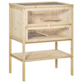 Load image into Gallery viewer, Wooden Hamster Cage with Storage Shelf, Small Animal Exercise Play House with Openable Top, for Hamsters, Gerbils, 60 x 40 x 80 cm - Natural
