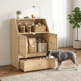 Load image into Gallery viewer, Dog Feeding Station Food Storage w/ 2 Elevated Bowls & Slow-Feed Mat, Hidden Pet Feeding Station, Pet Food Storage Cabinet Organizer, Sliding Drawer, Hidden Feeder for Cats & Dogs
