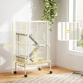 Load image into Gallery viewer, Rolling Rabbit Cage, 4 Level Rolling Rat Cage with 3 Ramps, Water Bottle, Food Dish, 15cm Deep Tray for Easy Cleaning, Small Pet Cage for Ferrets, Chinchillas, Squirrel, Syrian, Beige
