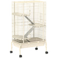 Load image into Gallery viewer, Rolling Rabbit Cage, 4 Level Rolling Rat Cage with 3 Ramps, Water Bottle, Food Dish, 15cm Deep Tray for Easy Cleaning, Small Pet Cage for Ferrets, Chinchillas, Squirrel, Syrian, Beige
