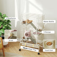 Load image into Gallery viewer, Rolling Rabbit Cage, 4 Level Rolling Rat Cage with 3 Ramps, Water Bottle, Food Dish, 15cm Deep Tray for Easy Cleaning, Small Pet Cage for Ferrets, Chinchillas, Squirrel, Syrian, Beige
