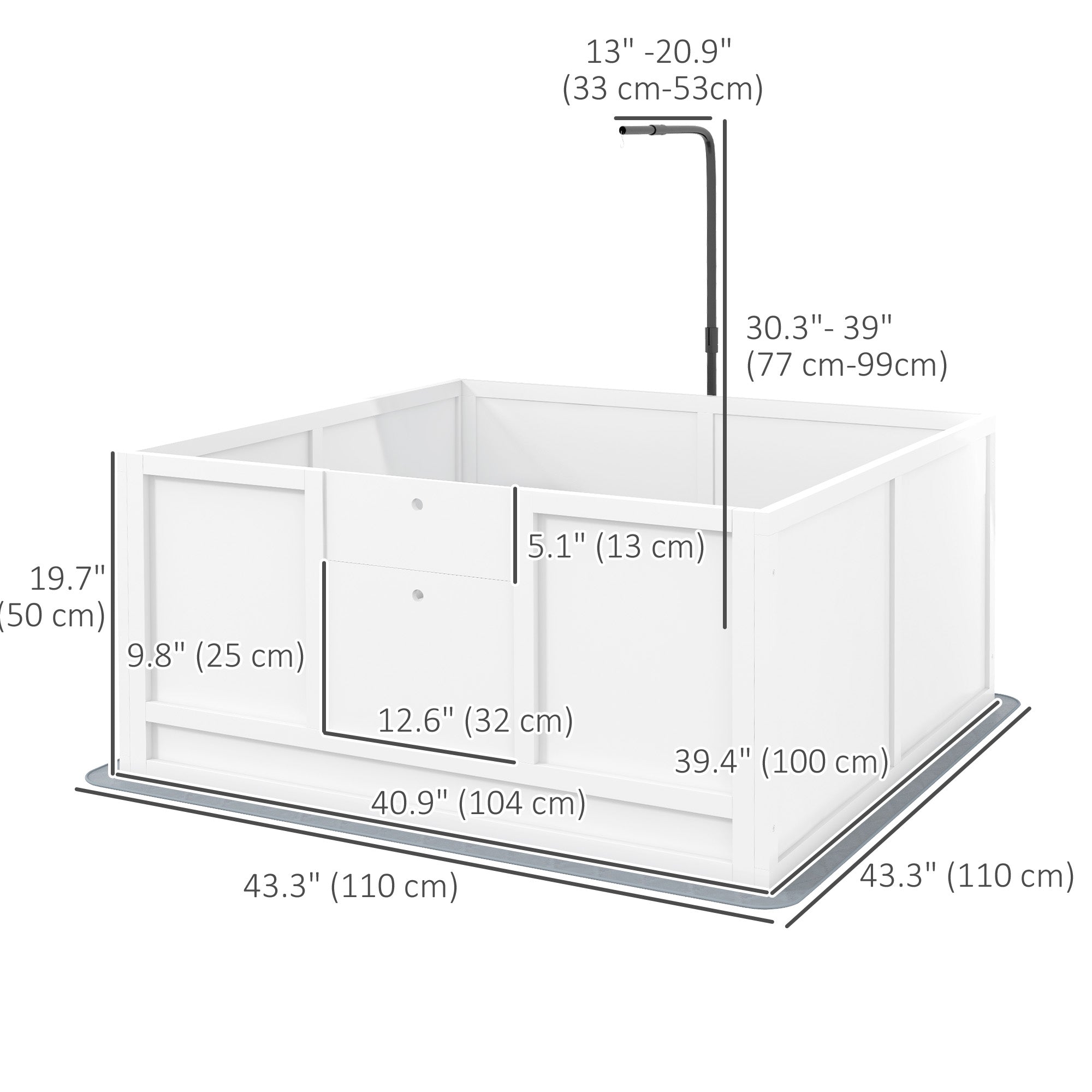 Whelping Box for Dogs, Puppy Playpen with Retractable Light Stand, Waterproof Pad, Rail, Adjustable Height Door for Small, Medium & Large Breed Dogs, 41" x 39"