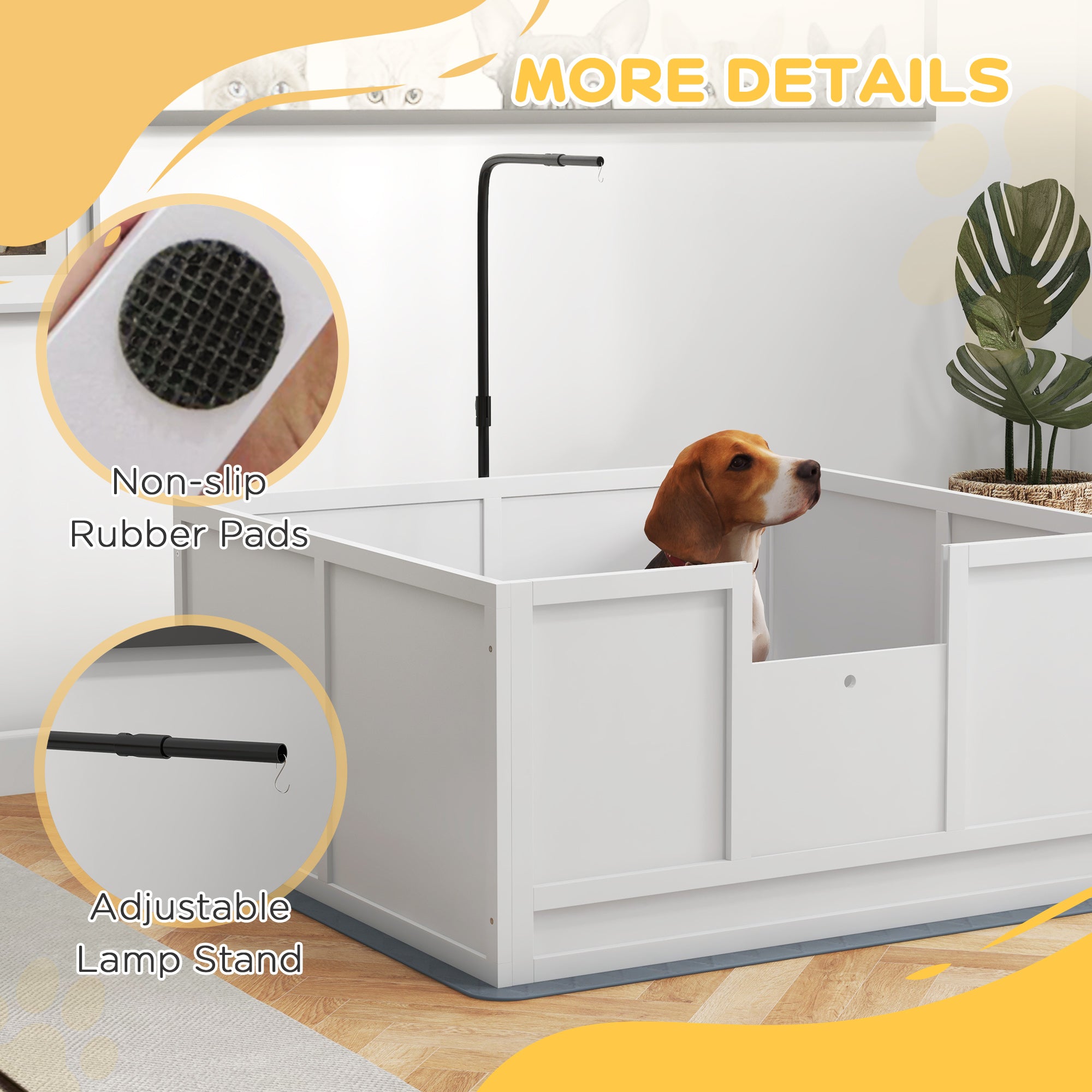 Whelping Box for Dogs, Puppy Playpen with Retractable Light Stand, Waterproof Pad, Rail, Adjustable Height Door for Small, Medium & Large Breed Dogs, 41" x 39"