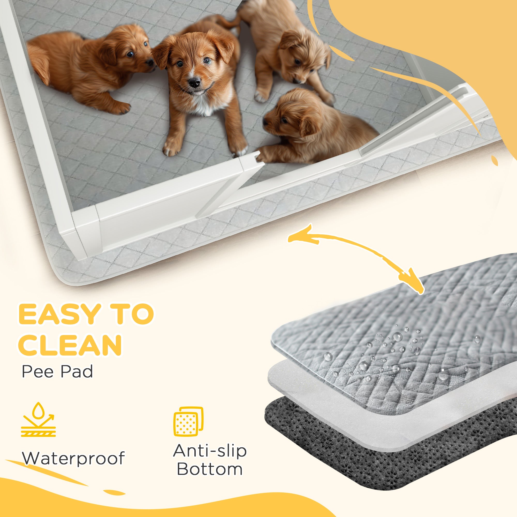 Whelping Box for Dogs, Puppy Playpen with Retractable Light Stand, Waterproof Pad, Rail, Adjustable Height Door for Small, Medium & Large Breed Dogs, 41" x 39"