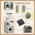 Load image into Gallery viewer, Cat Tower with Litter Box Enclosure, Cat Tree for Indoor Cats with Cat House, Scratching Post, Hammock, Grey
