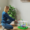 Charger l'image dans la visionneuse de la galerie, 18"L Hamster Cage, Small Animal House, 2-Level Rat Gerbil Haven with Tunnel Tube System, Exercise Wheel, Water Bottle, Food Dish, Ramp, Green
