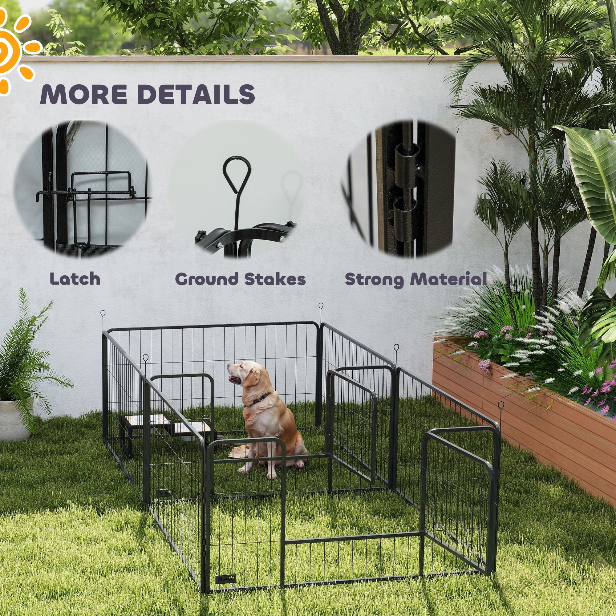 Whelping Box for Dogs and Puppies, 23.5"H, 7 Panels Puppy Playpen with Windproof Oxford Fabric Cloth, Washable Pee Pad, Pet Playpen with Door, for Medium & Large Dogs