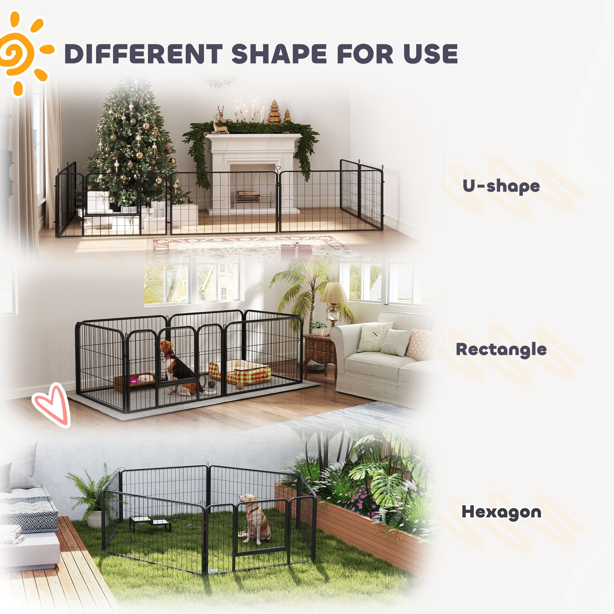 Whelping Box for Dogs and Puppies, 23.5"H, 7 Panels Puppy Playpen with Windproof Oxford Fabric Cloth, Washable Pee Pad, Pet Playpen with Door, for Medium & Large Dogs