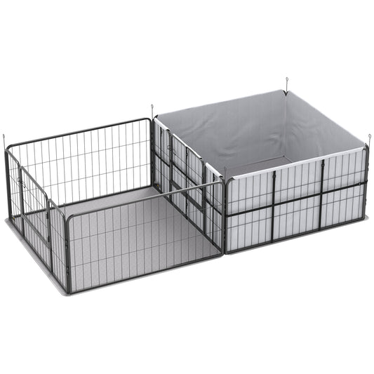 Whelping Box for Dogs and Puppies, 23.5"H, 7 Panels Puppy Playpen with Windproof Oxford Fabric Cloth, Washable Pee Pad, Pet Playpen with Door, for Medium & Large Dogs