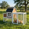Load image into Gallery viewer, 71" Chicken Coop for 3 Chickens, Wooden Hen House Outdoor Duck House with Run, Removable Tray, Nesting Box, Waterproof Asphalt Roof, Ramp and Perches, Bunny Hutch, Brown
