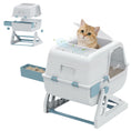 Load image into Gallery viewer, Cat Litter Box with Lid, Enclosed Cat Litter Box with Deodorization Bag & Drawer Pan, High Sides & Flip-to-Clean, Multi-Entry Design, Odor Control, Light Blue
