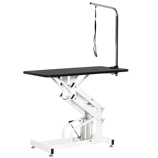 43"L Hydraulic Dog Grooming Table, Deluxe Professional Z-Lift Adjustable Height UP 440lbs for Small Medium Large Pet Dogs, with Safety Leash - Black