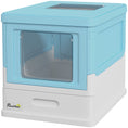 Load image into Gallery viewer, Cat Litter Tray with Hood Enclosed Cat Litter Box Pet Toilet w/ Lid, Scoop, Front Entry, 47.5 x 35.5 x 36.7cm - Light Blue
