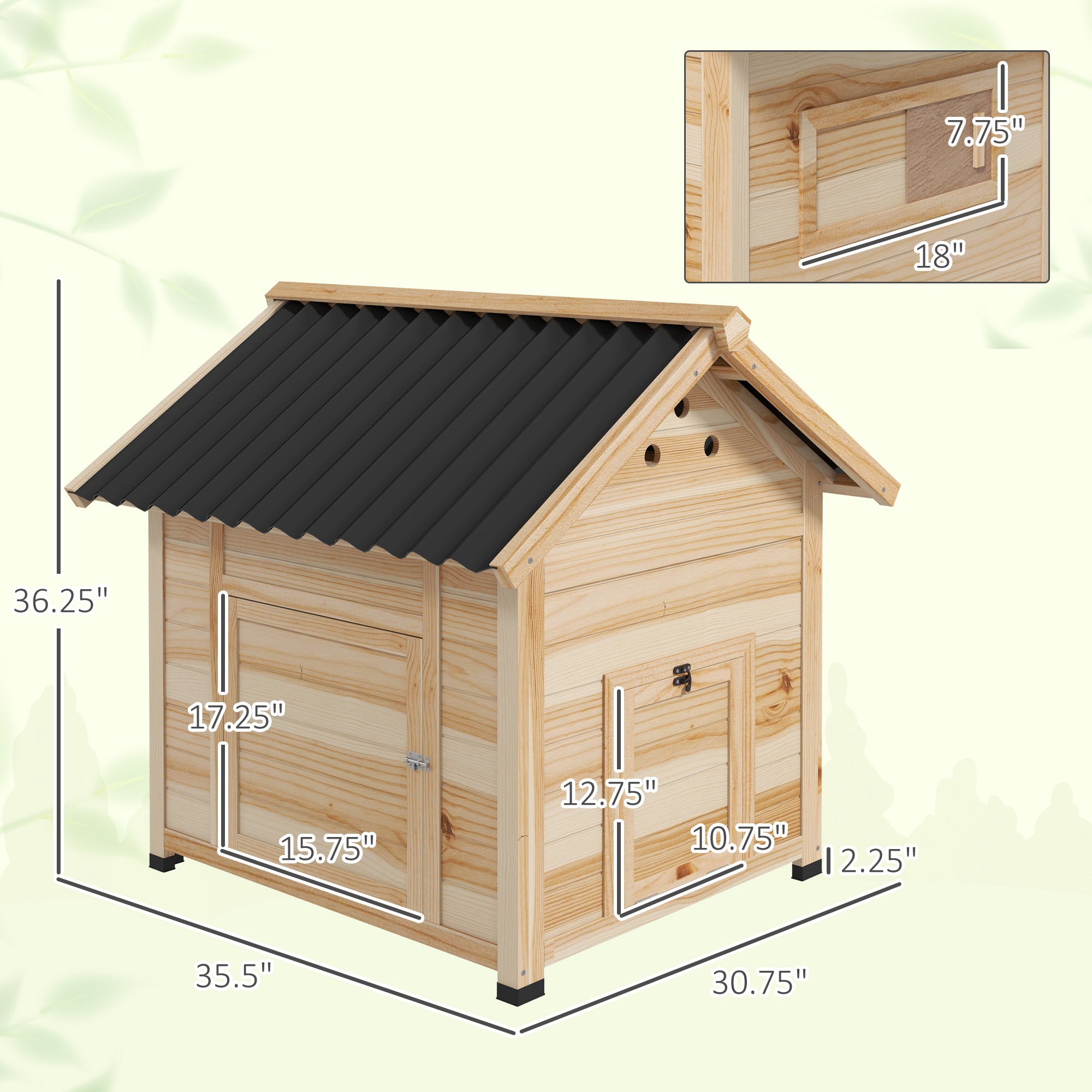 PawHut Wooden Duck House with Openable Roof, Outdoor Small Animal