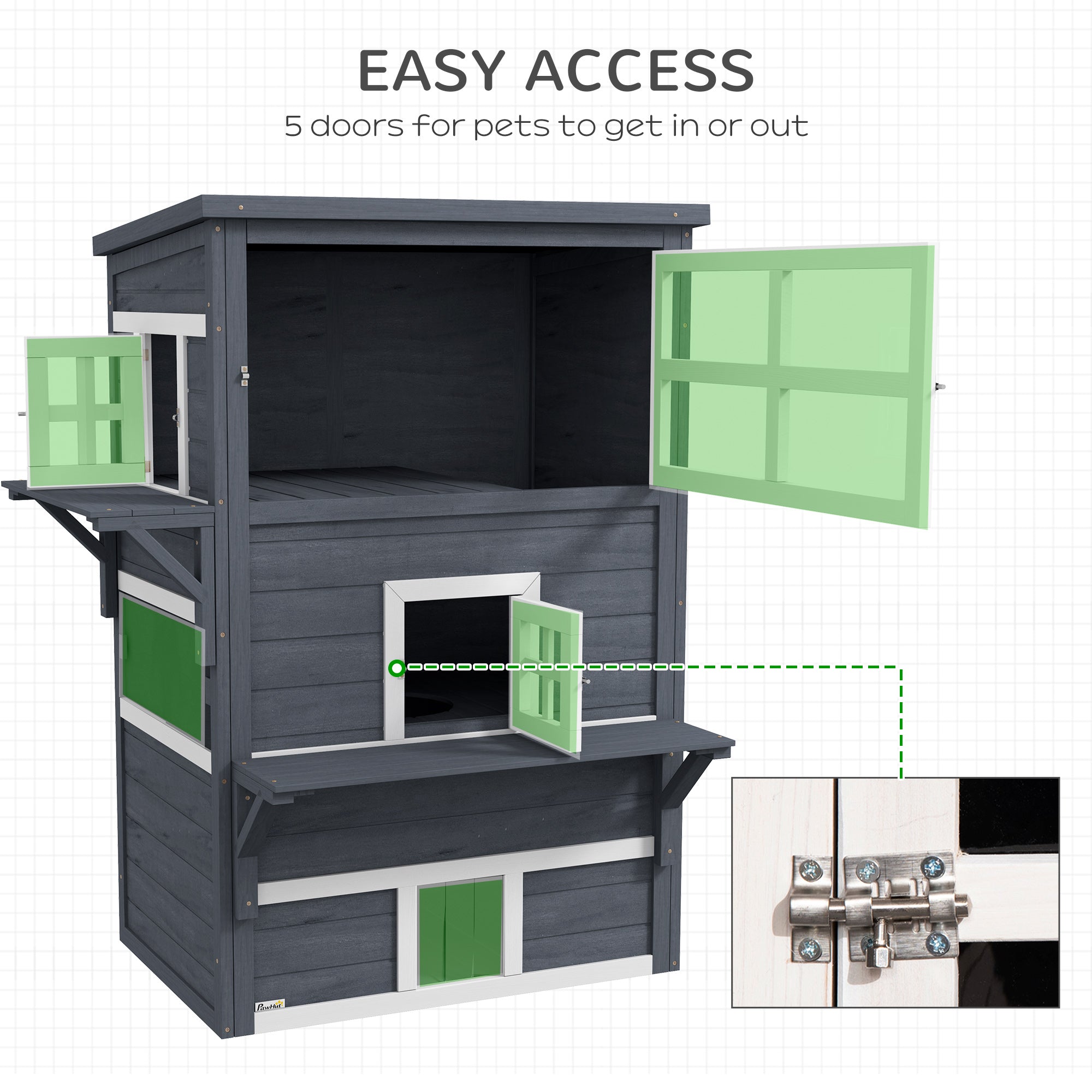 PawHut 3-Story Cat Shelter with Platforms & Escape Doors
