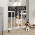 Load image into Gallery viewer, Baby Gate, 30"-32", 33"-35", 35"-37", 38"-40"W Pet Gate with 2 Extension Kits, Auto-Close, Two-Way Open, Pressure Mounted for Stair, Doorways and Hallways, 30"H, White
