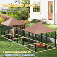 Load image into Gallery viewer, Outdoor Dog Kennel with 2 Rooms, Dog Run Outdoor Pet Playpen House with Rotating & Adjustable Height Bowls, Waterproof UV-Resistant Covers, Secure Locks, 16.2' x 4.7' x 5.1'
