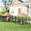 Load image into Gallery viewer, Outdoor Dog Kennel with 2 Rooms, Dog Run Outdoor Pet Playpen House with Rotating & Adjustable Height Bowls, Waterproof UV-Resistant Covers, Secure Locks, 16.2' x 4.7' x 5.1'
