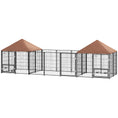 Load image into Gallery viewer, Outdoor Dog Kennel with 2 Rooms, Dog Run Outdoor Pet Playpen House with Rotating & Adjustable Height Bowls, Waterproof UV-Resistant Covers, Secure Locks, 16.2' x 4.7' x 5.1'
