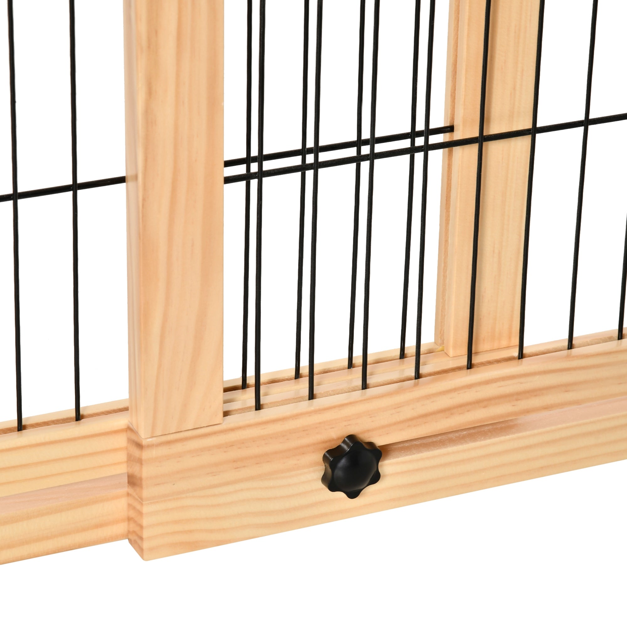Free Standing Pet Gate, Wooden Foldable Dog Gate with 41"-72" Adjustable Length, Support Feet, Pet Barrier for Small Medium Dogs, for Stairway, Doorway, Hallway, Natural