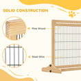 Load image into Gallery viewer, Free Standing Pet Gate, Wooden Foldable Dog Gate with 41"-72" Adjustable Length, Support Feet, Pet Barrier for Small Medium Dogs, for Stairway, Doorway, Hallway, Natural

