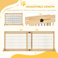 Load image into Gallery viewer, Freestanding Dog Gate, Foldable Pet Fence, Indoor Wood Barrier, Stair Gate with Support Feet, for Doorway, Hallway, Small and Medium Dogs, 69H x 104-183 cm, Natural Wood Finish
