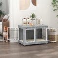 Load image into Gallery viewer, Dog Crate Furniture, Indoor Dog Kennel Side End Table with Cushion, Double Doors, for Medium and Large Breeds, 90 x 58 x 65 cm, Grey
