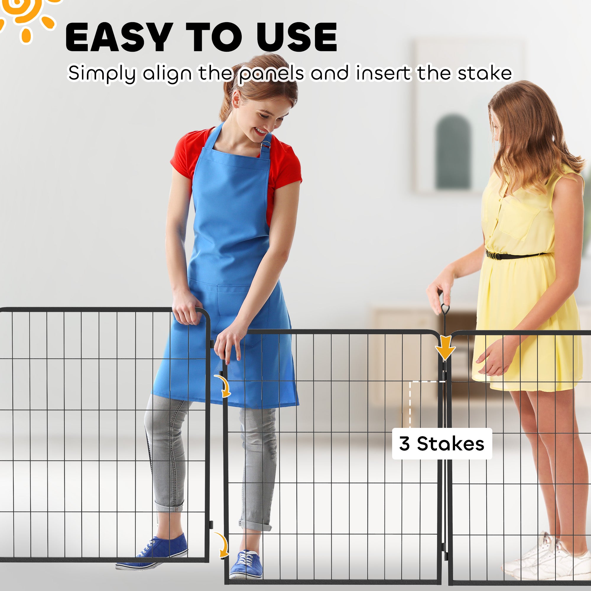 Dog Pen, 2 Panel Puppy Pen, Portable, Detachable, For Medium Dogs, 60cm Tall, Black