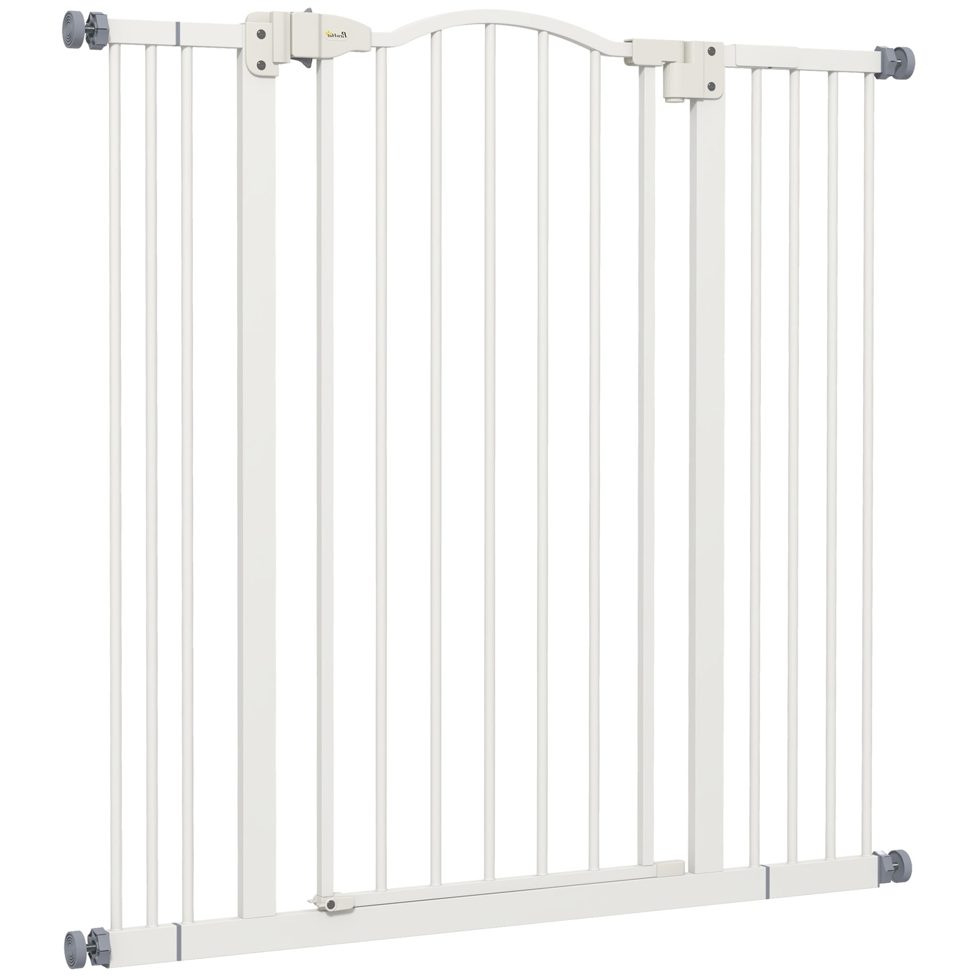 Pressure Fit Dog Stair Gate No Drilling Safety Gate Auto Close for Doorways, Hallways, 74-100cm Adjustable, 94cm Tall, White