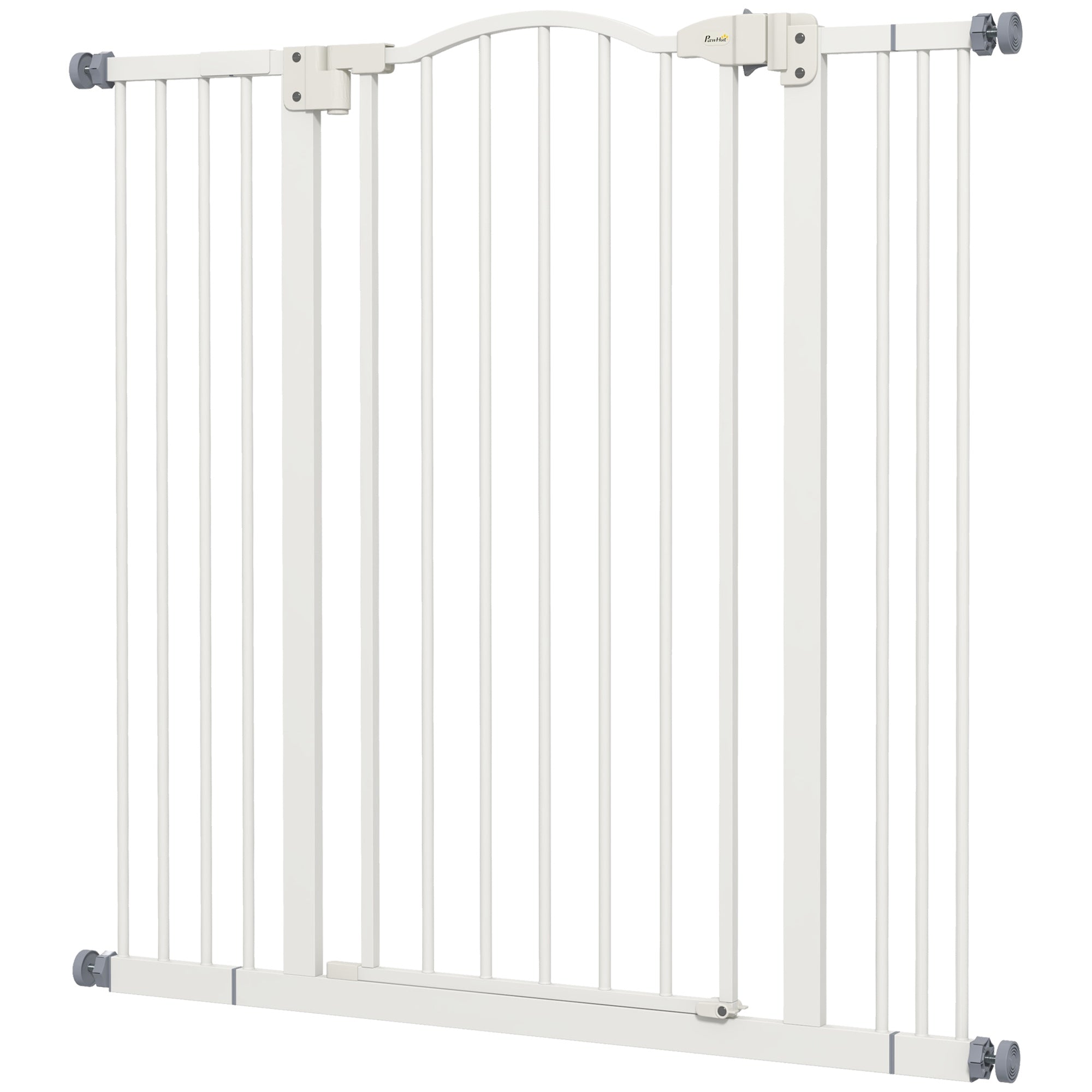 Pressure Fit Dog Stair Gate No Drilling Safety Gate Auto Close for Doorways, Hallways, 74-100cm Adjustable, 94cm Tall, White