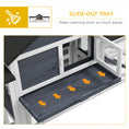 Load image into Gallery viewer, PawHut 83" L Outdoor Rabbit Hutch with Double Runs, Large Guinea Pig Cage Indoor, Wooden Bunny Hutch with Weatherproof Roof, Removable Tray, Ramps, Dark Gray
