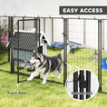 Load image into Gallery viewer, 9.8' x 9.8' x 6' Outdoor Dog Kennel, Welded Wire Dog Kennel Outside Run with 360° Rotating Bowls, Waterproof & UV Resistant Cover, for S&M&L Breeds, Chickens, Ducks, Sliver
