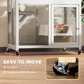 Load image into Gallery viewer, 74"H Wooden Catio Cat Enclosure, Indoor Outdoor Kitten House with Weatherproof Asphalt Roof & Brake Wheels, Luxury Kitten Condo Cage for Multiple Cats, White
