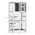 Load image into Gallery viewer, PawHut 74" Wooden Catio Outdoor Cat House Weatherproof & Wheeled, Outside Cat Enclosure with High Weight Capacity, Kitten Cage Condo, Dark Gray
