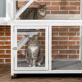 Load image into Gallery viewer, PawHut 74" Wooden Catio Outdoor Cat House Weatherproof & Wheeled, Outside Cat Enclosure with High Weight Capacity, Kitten Cage Condo, Dark Gray

